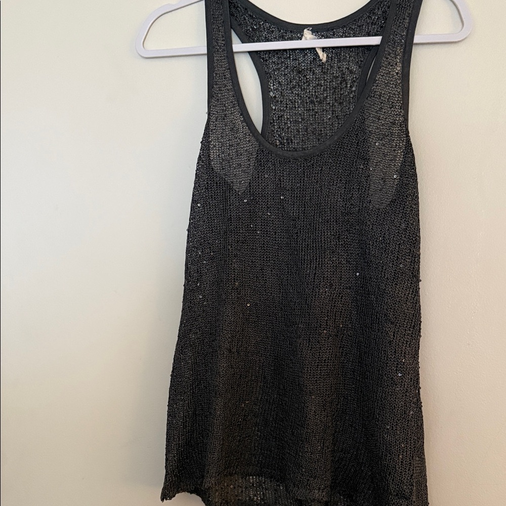 Black Sequin Tank Top